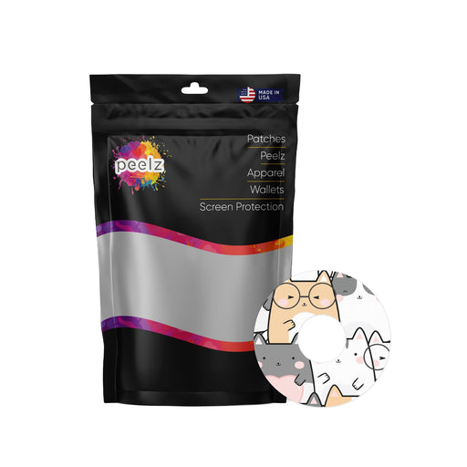Peelz Kitty Cartoon Patch Tape Designed for the FreeStyle Libre 3 Plus & Lingo Patch Medical Tape White Smoke 12-Pack (Set of 12 Patches)