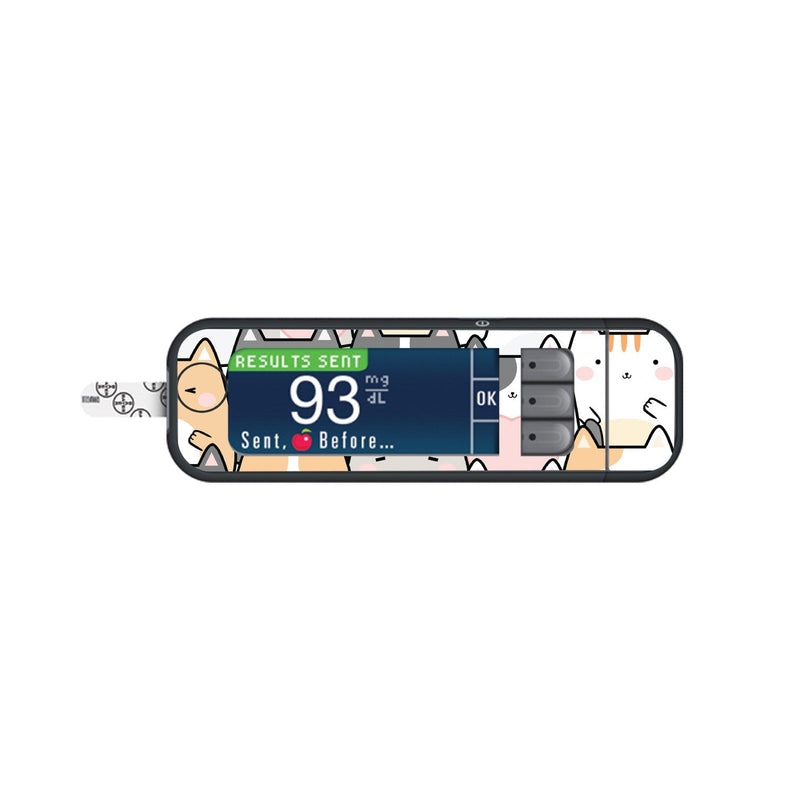 Peelz Kitty Cartoon for Bayer Contour Next Glucometer Peelz/Stickers White Smoke