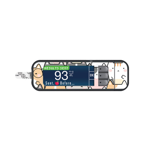 Peelz Kitty Cartoon for Bayer Contour Next Glucometer Peelz/Stickers White Smoke