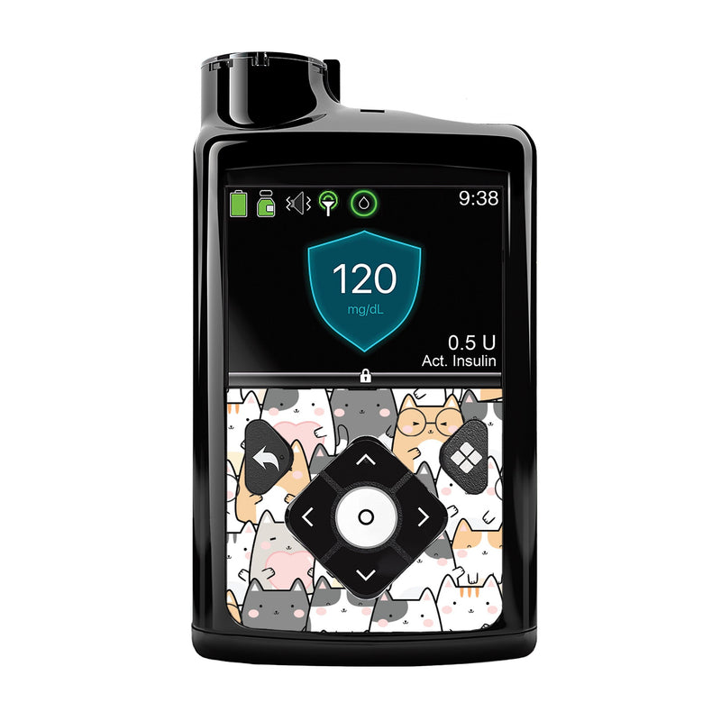 Peelz Kitty Cartoon for Medtronic MiniMed 770G & 780G Peelz/Stickers Black Whole System Peelz (front back + clip),Front Peelz