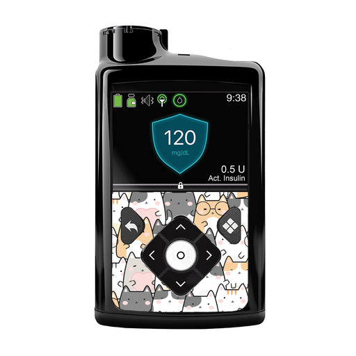Peelz Kitty Cartoon for Medtronic MiniMed 770G & 780G Peelz/Stickers Black Whole System Peelz (front back + clip),Front Peelz