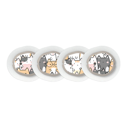 Peelz Kitty Cartoon for the DEXCOM G7 and Stelo Transmitter Peelz/Stickers White Smoke 4-pack (Set of 4 Stickers)