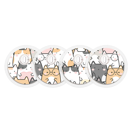 Peelz Kitty Cartoon for the FreeStyle Libre 3 Plus & Lingo  Sensor Peelz/Stickers White Smoke 4-pack (Set of 4 Stickers)