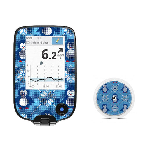Peelz Knitted Penguins Freestyle Libre 2 Peelz/Stickers White Smoke Receiver + Sensor