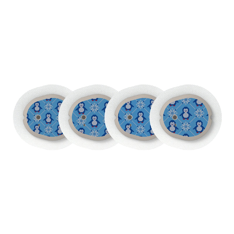Peelz Knitted Penguins Sticker Designed for the DEXCOM G7 and Stelo Transmitter Peelz/Stickers White Smoke 4-pack (Set of 4 Stickers)