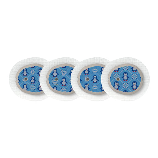 Peelz Knitted Penguins Sticker Designed for the DEXCOM G7 and Stelo Transmitter Peelz/Stickers White Smoke 4-pack (Set of 4 Stickers)