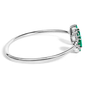 Bids.com Sterling Silver White Topaz and Green Emerald Floral Bangle Bracelet Bracelets White Smoke White.Sterling Silver / 6.5