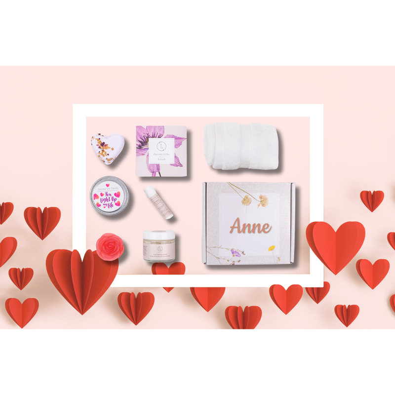 Lizush Cute LOVE Special Gift Box, Natural Skincare Gift Box, Mother's Day Gift, BFF, Sister Gift set for Her Misty Rose No,Yes