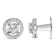 Bids.com Men's 14K White Gold 1 3/4 Cttw Lab Grown Diamond Halo Cufflink Accessories White Smoke White.Gold / 1.75
