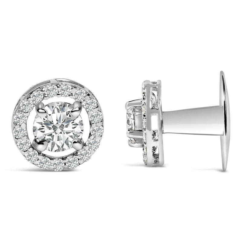 Bids.com Men's 14K White Gold 1 3/4 Cttw Lab Grown Diamond Halo Cufflink Accessories White Smoke White.Gold / 1.75
