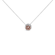 Bids.com 14K White Gold 2 3/8 Cttw Lab Grown Pink Diamond Solitaire with Halo Pendant Necklace - 17" Inches Necklaces White Smoke White.Gold / 17