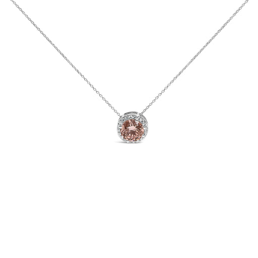 Bids.com 14K White Gold 2 3/8 Cttw Lab Grown Pink Diamond Solitaire with Halo Pendant Necklace - 17" Inches Necklaces White Smoke White.Gold / 17