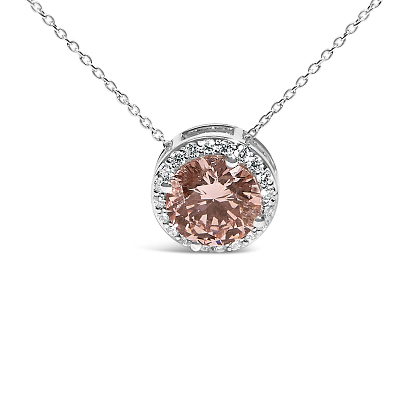 Bids.com 14K White Gold 2 3/8 Cttw Lab Grown Pink Diamond Solitaire with Halo Pendant Necklace - 17" Inches Necklaces White Smoke White.Gold / 17