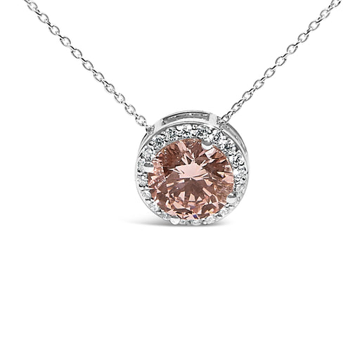 Bids.com 14K White Gold 2 3/8 Cttw Lab Grown Pink Diamond Solitaire with Halo Pendant Necklace - 17" Inches Necklaces White Smoke White.Gold / 17
