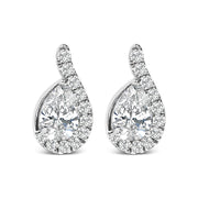 Bids.com 14K White Gold 5/8 Cttw Lab Grown Diamond Tear Drop Halo Stud Earring Earrings White Smoke White.Gold / 0.65