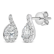 Bids.com 14K White Gold 5/8 Cttw Lab Grown Diamond Tear Drop Halo Stud Earring Earrings White Smoke White.Gold / 0.65