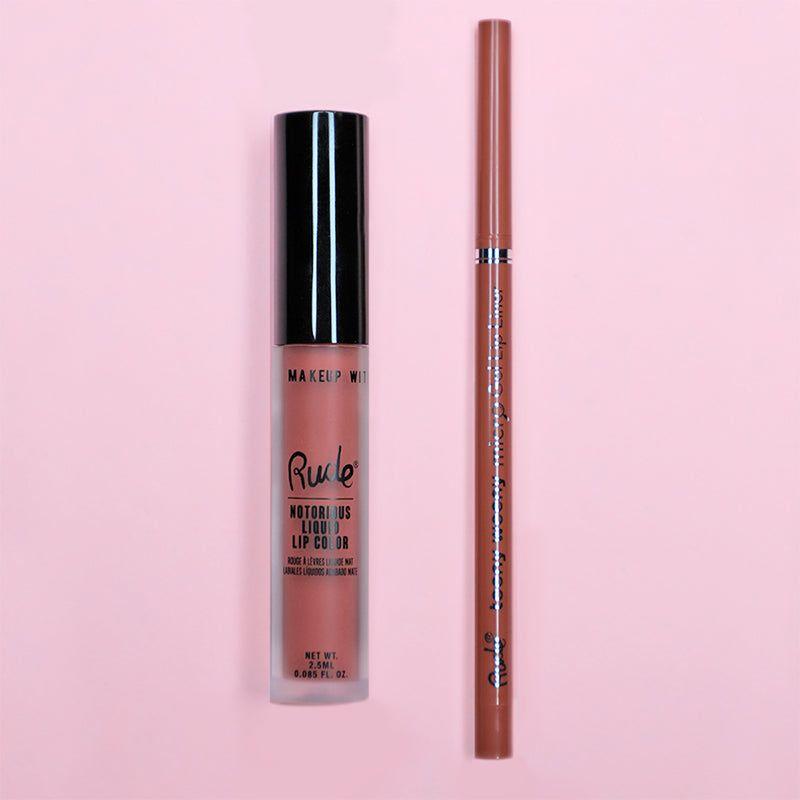Rude Cosmetics Rude Lip Kit Lip Makeup Pink Obscene Gesture & She's Basic
