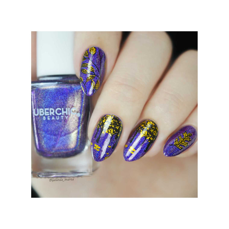 UberChic Beauty Lovely Leaves-05 Stamping Plate Dark Gray