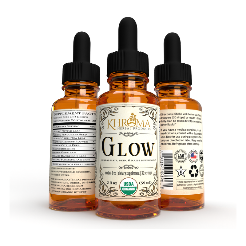 Khroma Herbal Products GLOW - Organic Hair, Skin, and Nails Supplement Supplements Black
