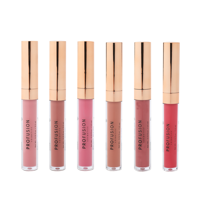 Profusion Cosmetics Glossy Pout 6 PC Lip Gloss Set Lips Tan