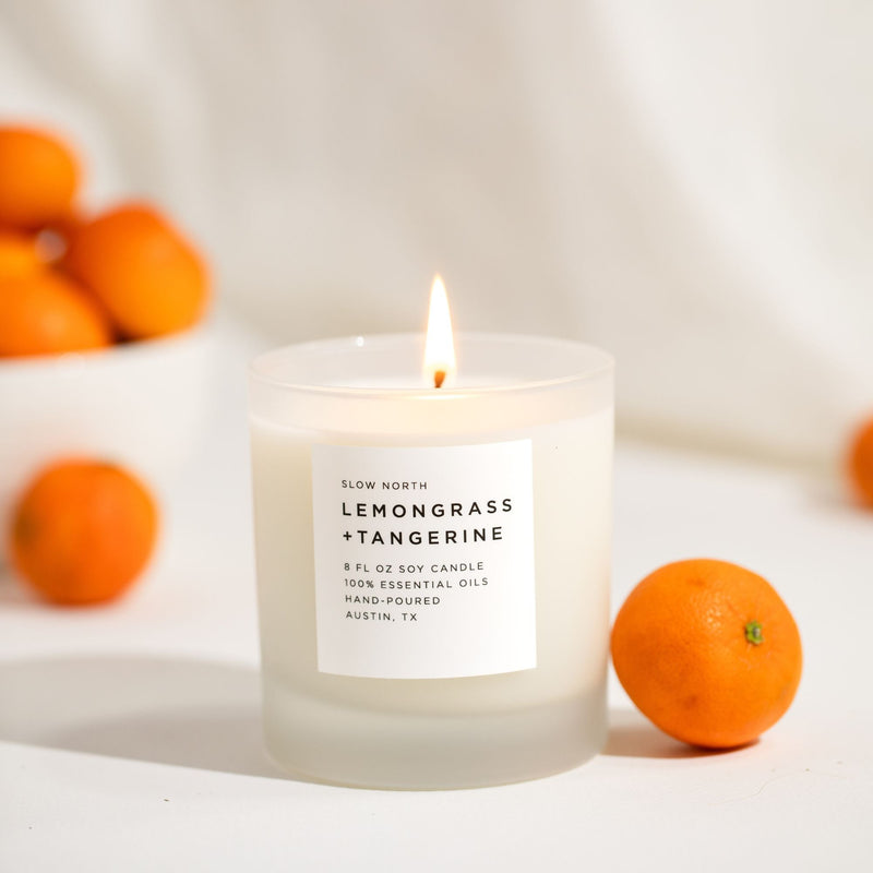 Slow North Lemongrass + Tangerine - Signature Candle Frosted Candles Lavender