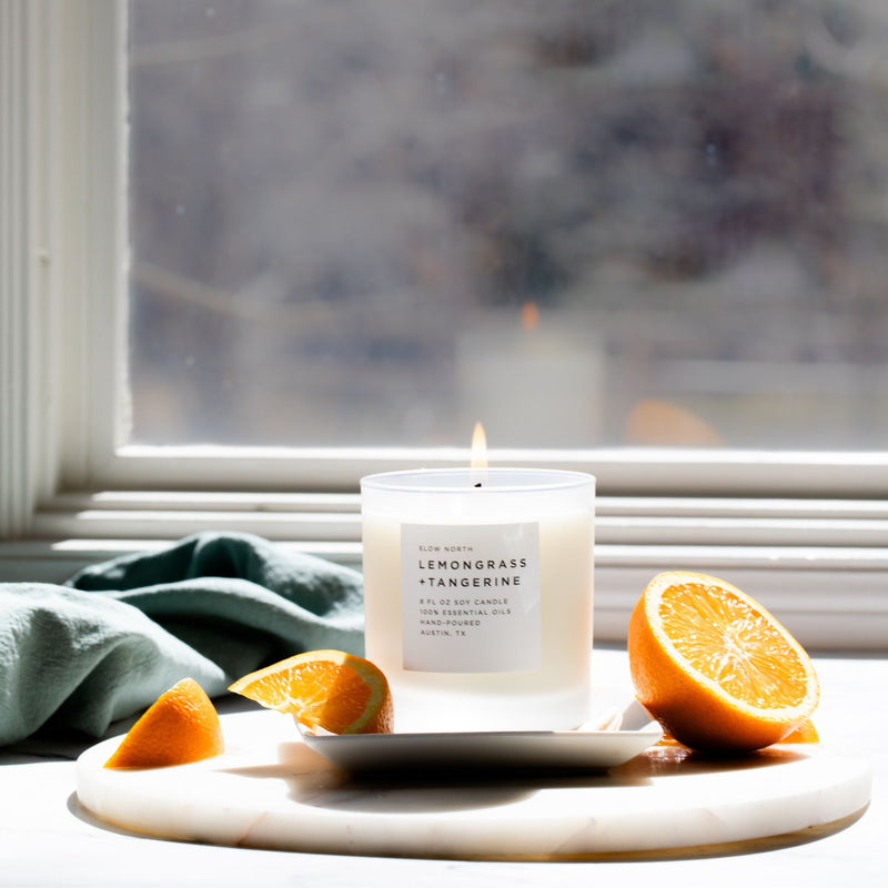 Slow North Lemongrass + Tangerine - Signature Candle Frosted Candles Light Slate Gray