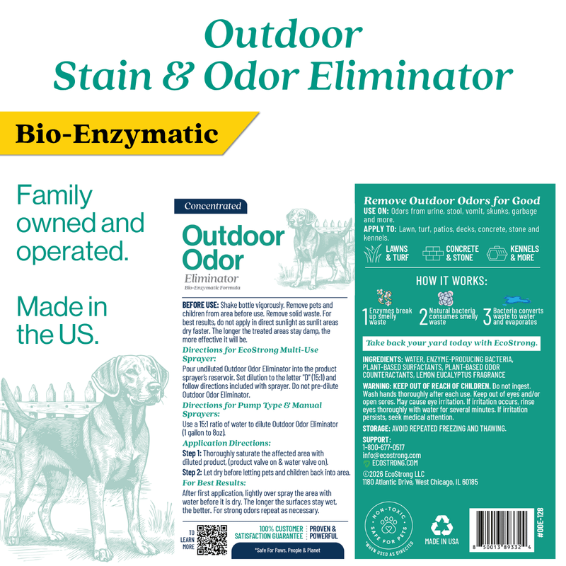 EcoStrong Outdoor Odor Eliminator Pet & Animal > Outdoor Odor White Smoke 1 Gallon Jug and Multi Use Sprayer,1 Gallon Jug,32 oz Sprayer Bottle and 1 Gallon Refill,32 oz Sprayer Bottle,10 x 2 oz Shots and Sprayer Bottle,5 Gallon Pail