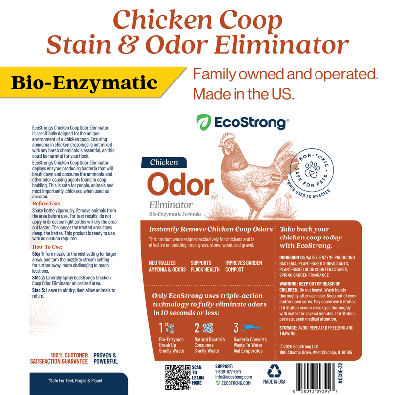 EcoStrong Chicken Coop Odor Eliminator Pet & Animal > Chicken Coop Odor White Smoke 1 Gallon Jug,32 oz Sprayer Bottle