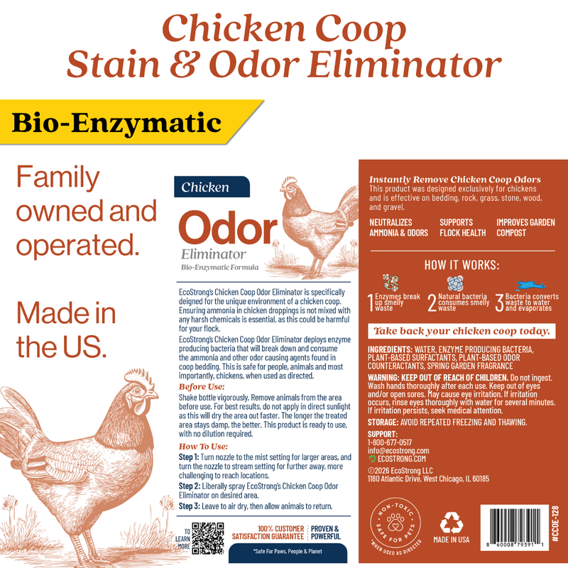 EcoStrong Chicken Coop Odor Eliminator Pet & Animal > Chicken Coop Odor White Smoke 1 Gallon Jug,32 oz Sprayer Bottle