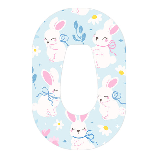 Peelz Sweet Bunnies Dexcom G6 Patch Tape - Pump Peelz Patch Medical Tape White Smoke 12-Pack (Set of 12 Patches),4-Pack (Set of 4 Patches),1-Single (One Patch)