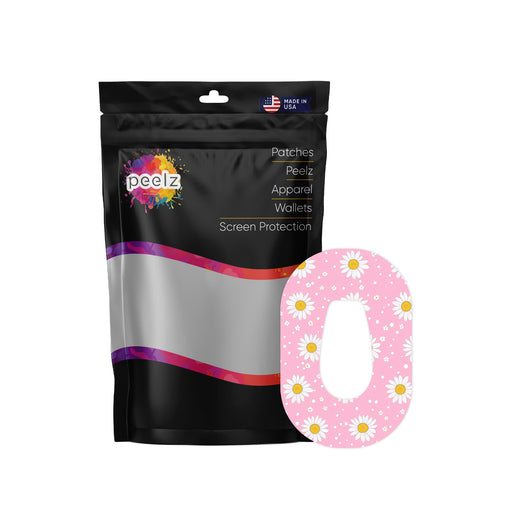 Peelz Spring Daisy Dexcom G6 Patch Tape - Pump Peelz Patch Medical Tape White Smoke 12-Pack (Set of 12 Patches),4-Pack (Set of 4 Patches),1-Single (One Patch)