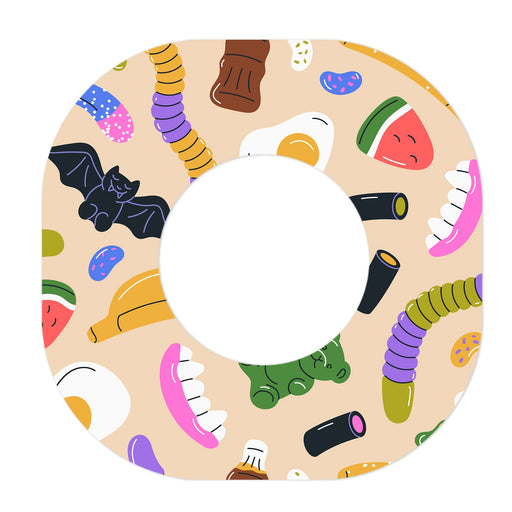 Peelz Candy Chaos Dexcom G7 and Stelo Patch Tape - Pump Peelz Patch Medical Tape White Smoke 12-Pack (Set of 12 Patches),4-Pack (Set of 4 Patches),1-Single (1 Single Patch)