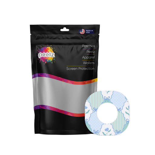 Peelz Cottage Bows Dexcom G7 and Stelo Patch Tape - Pump Peelz Patch Medical Tape White Smoke 12-Pack (Set of 12 Patches),4-Pack (Set of 4 Patches),1-Single (1 Single Patch)