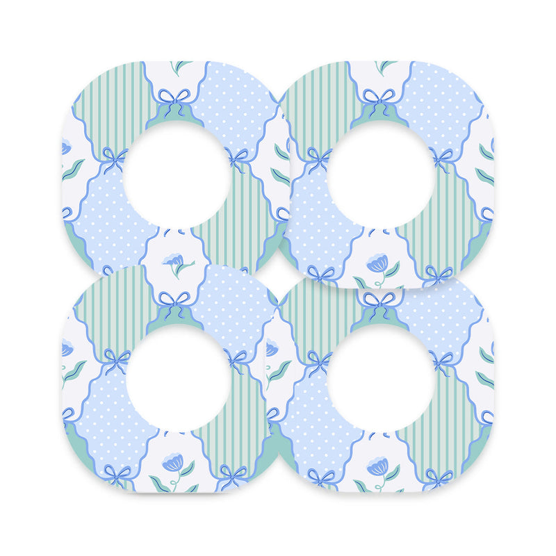 Peelz Cottage Bows Dexcom G7 and Stelo Patch Tape - Pump Peelz Patch Medical Tape White Smoke 12-Pack (Set of 12 Patches),4-Pack (Set of 4 Patches),1-Single (1 Single Patch)