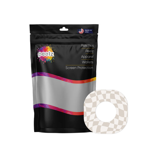 Peelz Creamy Check Dexcom G7 and Stelo Patch Tape - Pump Peelz Patch Medical Tape White Smoke 12-Pack (Set of 12 Patches),4-Pack (Set of 4 Patches),1-Single (1 Single Patch)