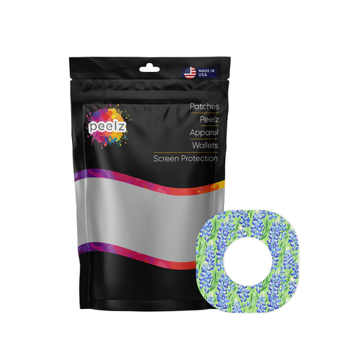 Peelz Blue Blooms Dexcom G7 and Stelo Patch Tape - Pump Peelz Patch Medical Tape White Smoke 12-Pack (Set of 12 Patches),4-Pack (Set of 4 Patches),1-Single (1 Single Patch)