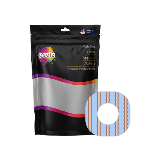Peelz Boardwalk Waves Dexcom G7 and Stelo Patch Tape - Pump Peelz Patch Medical Tape White Smoke 12-Pack (Set of 12 Patches),4-Pack (Set of 4 Patches),1-Single (1 Single Patch)