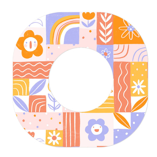 Peelz Wildflower Doodle Dexcom G7 and Stelo Patch Tape - Pump Peelz Patch Medical Tape White Smoke 12-Pack (Set of 12 Patches),4-Pack (Set of 4 Patches),1-Single (1 Single Patch)