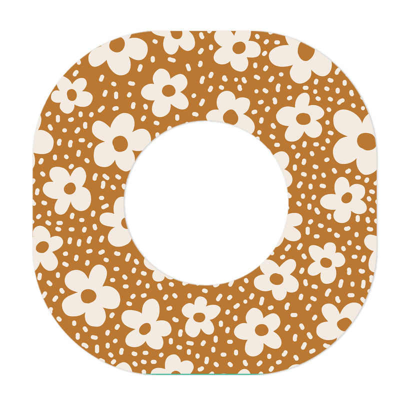 Peelz Caramel Daisies Dexcom G7 and Stelo Patch Tape - Pump Peelz Patch Medical Tape White Smoke 12-Pack (Set of 12 Patches),4-Pack (Set of 4 Patches),1-Single (1 Single Patch)