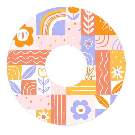 Peelz Wildflower Doodle FreeStyle Libre 3 Plus & Lingo  Patch Tape - Pump Peelz Patch Medical Tape White Smoke 12-Pack (Set of 12 Patches),4-Pack (Set of 4 Patches),1-Single (1 Single Patch)