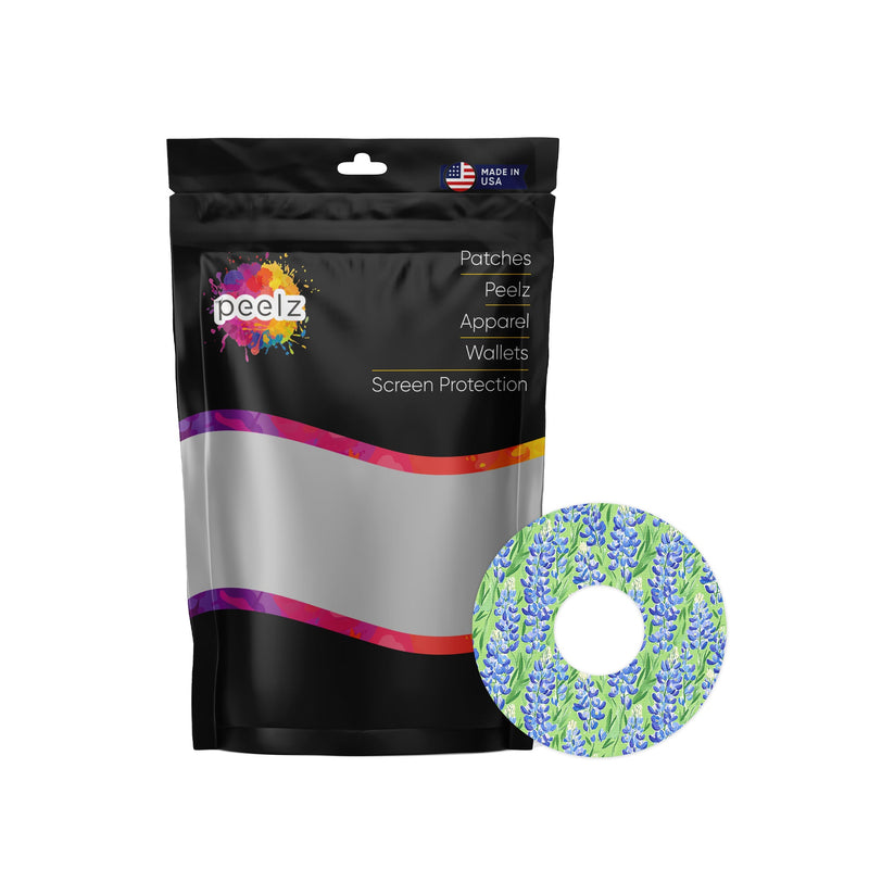 Peelz Blue Blooms Patch Tape Designed for the FreeStyle Libre 3 Plus & Lingo Patch Medical Tape White Smoke 12-Pack (Set of 12 Patches),4-Pack (Set of 4 Patches),1-Single (1 Single Patch)