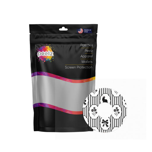 Peelz Midnight Cat FreeStyle Libre 3 Plus & Lingo  Patch Tape - Pump Peelz Patch Medical Tape White Smoke 12-Pack (Set of 12 Patches),4-Pack (Set of 4 Patches),1-Single (1 Single Patch)