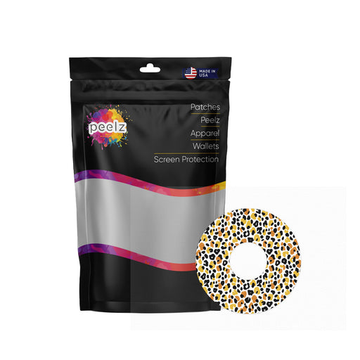 Peelz Golden Leopard FreeStyle Libre 3 Plus & Lingo  Patch Tape - Pump Peelz Patch Medical Tape White Smoke 12-Pack (Set of 12 Patches),4-Pack (Set of 4 Patches),1-Single (1 Single Patch)
