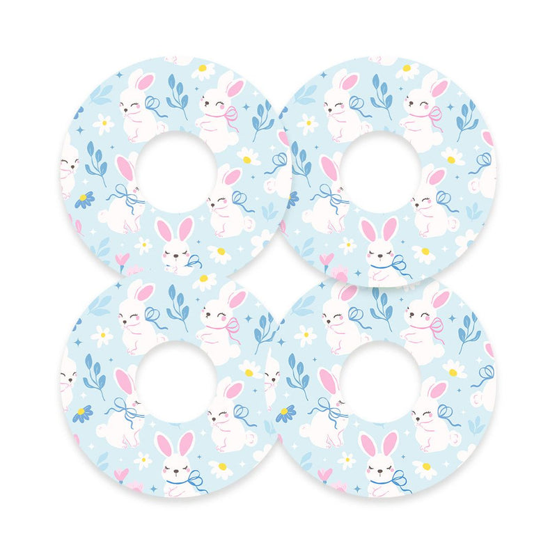 Peelz Sweet Bunnies FreeStyle Libre 3 Plus & Lingo  Patch Tape - Pump Peelz Patch Medical Tape White Smoke 12-Pack (Set of 12 Patches),4-Pack (Set of 4 Patches),1-Single (1 Single Patch)