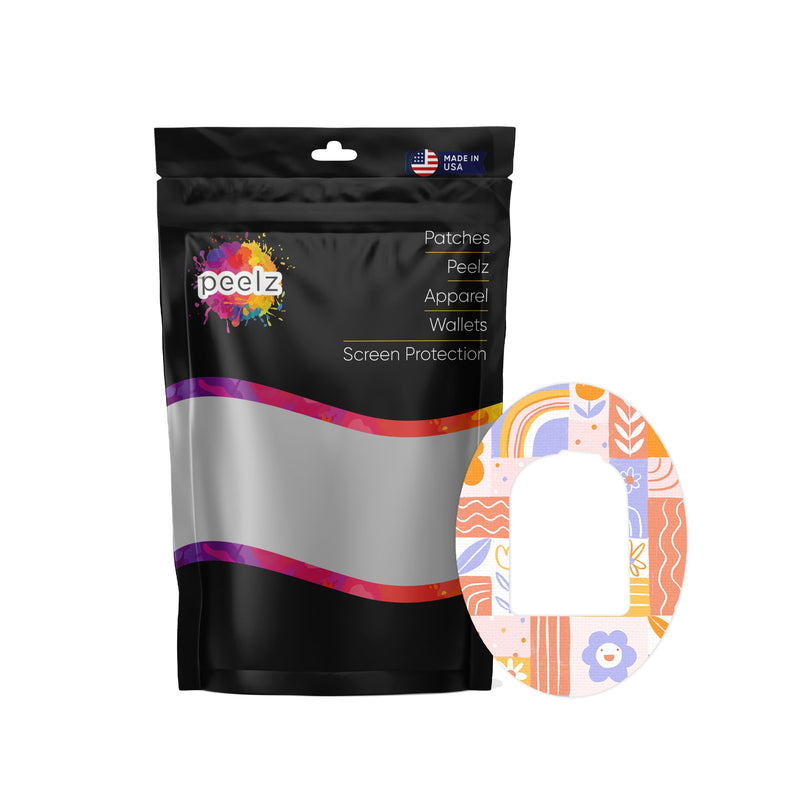 Peelz Wildflower Doodle Pod Patch Tape - Pump Peelz Patch Medical Tape White Smoke 12-Pack (Set of 12 Patches),4-Pack (Set of 4 Patches),1-Single (One Patch)