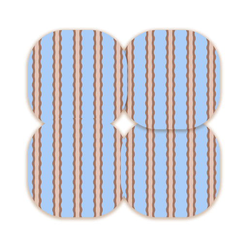Peelz Boardwalk Waves Overpatch Tape - Pump Peelz Patch Medical Tape Light Steel Blue 12-Pack (Set of 12 Patches),4-Pack (Set of 4 Patches),1-Single (One Patch)