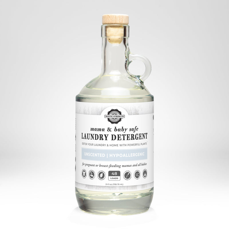 Rustic Strength Laundry Detergent | Mama + Baby Safe Laundry Detergent Lavender 24 oz Glass