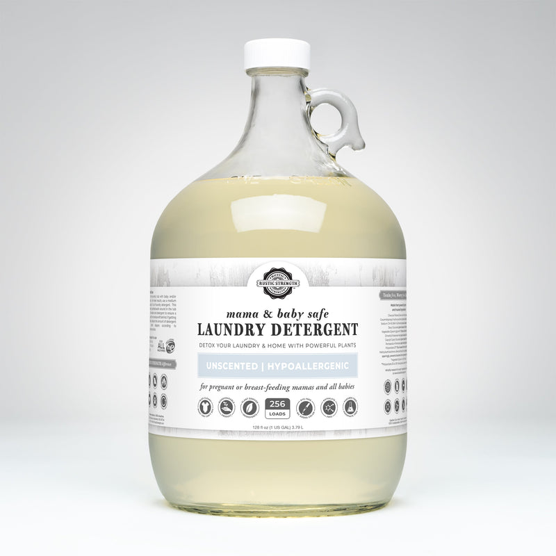Rustic Strength Laundry Detergent | Mama + Baby Safe Laundry Detergent Lavender Gallon Glass