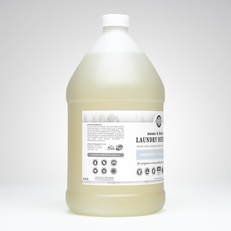Rustic Strength Laundry Detergent | Mama + Baby Safe Laundry Detergent Lavender 24 oz Glass,Half Gallon Plastic,Half Gallon Glass,Gallon Plastic,Gallon Glass,5 Gallon Eco Jug with Spout,5 Gallon Eco Jug with Pump