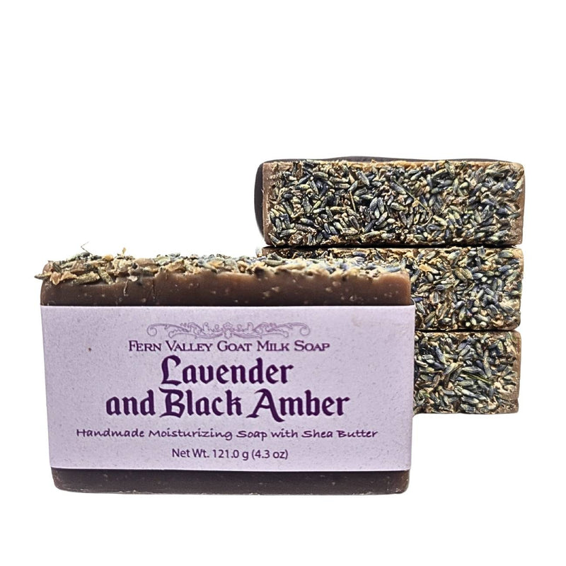Fern Valley Soap Handmade Goat Milk Soap | Moisturizing Lavender and Black Amber Goat Milk Soap White Smoke